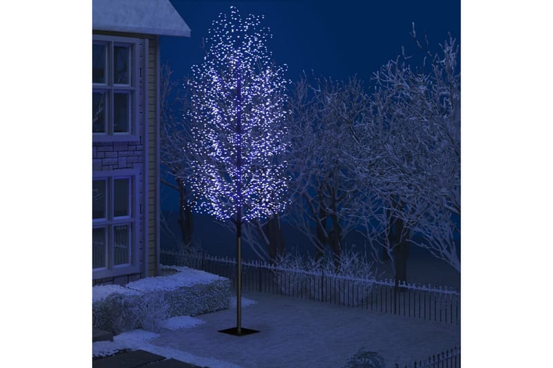 Plastgran 2000 LED körsbärsblommor blåvitt ljus 500 cm - Svart - Plastgran