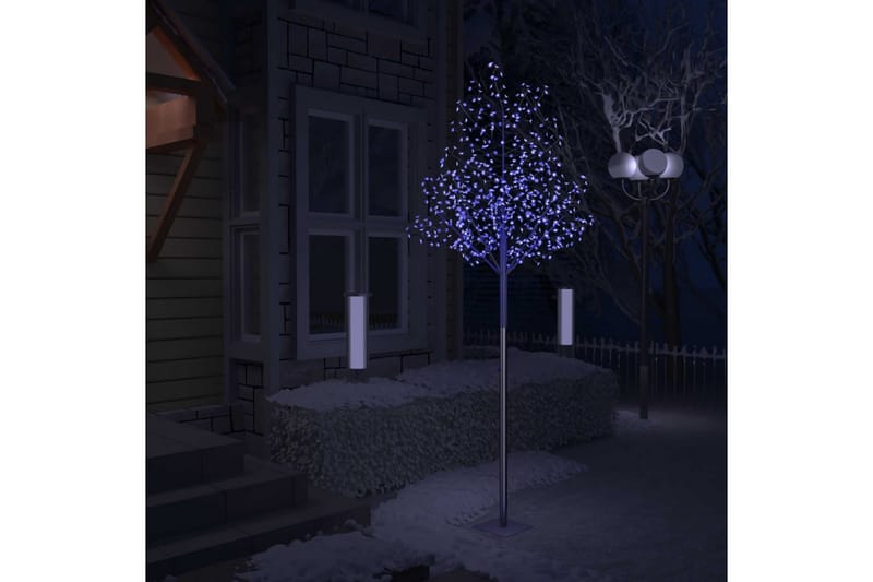 Plastgran 600 LED körsbärsblommor blått ljus 300 cm - Svart - Plastgran