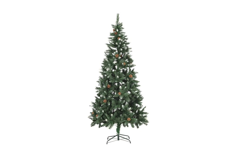 Plastgran med kottar och vitt glitter 210 cm - Grön - Inredning - Julpynt & helgdekoration - Julpynt & juldekoration - Plastgran