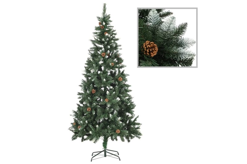 Plastgran med kottar och vitt glitter 210 cm - Grön - Inredning - Julpynt & helgdekoration - Julpynt & juldekoration - Plastgran