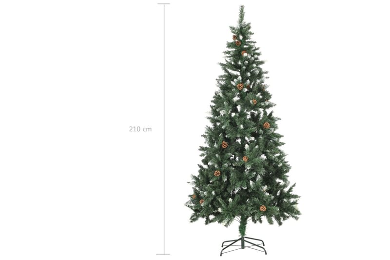 Plastgran med kottar och vitt glitter 210 cm - Grön - Inredning - Julpynt & helgdekoration - Julpynt & juldekoration - Plastgran