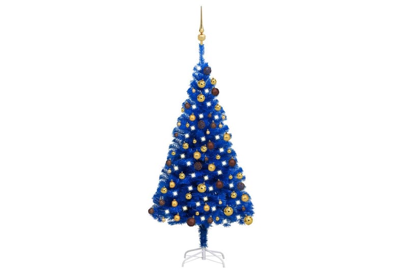 Plastgran med LED och julgranskulor blå 120 cm PVC - Inredning - Julpynt & helgdekoration - Julpynt & juldekoration - Plastgran