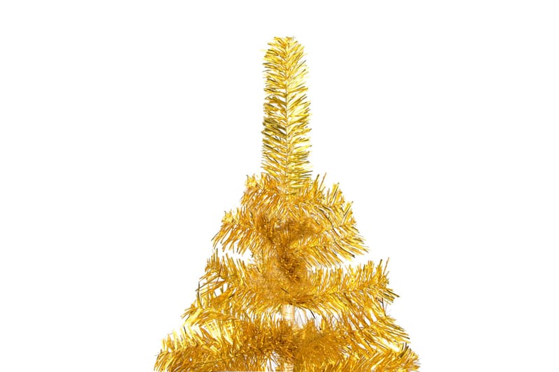 Plastgran med LED och julgranskulor guld 150 cm PET - Plastgran