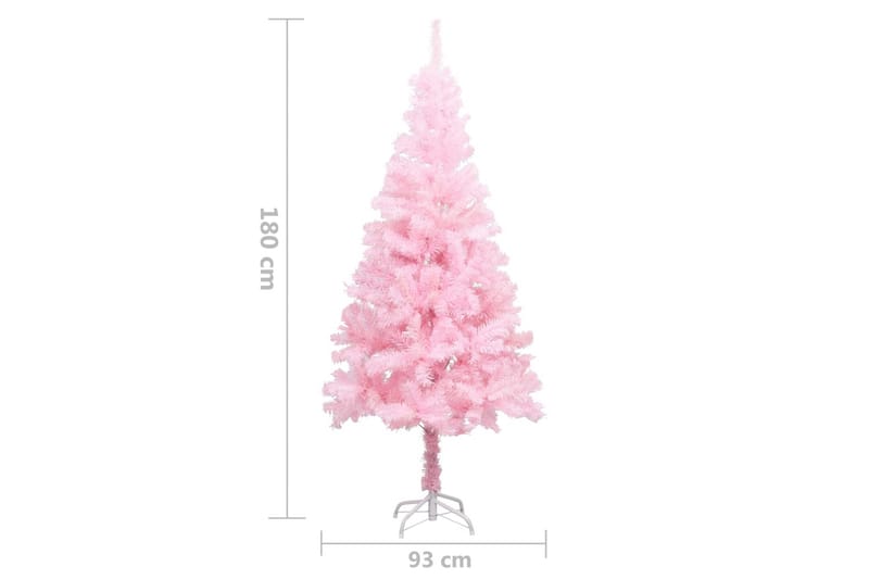 Plastgran med LED och julgranskulor rosa 180 cm PVC - Plastgran