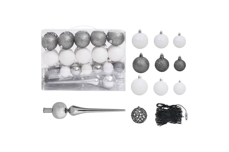 Plastgran med LED och julgranskulor svart 150 cm PVC - Inredning - Julpynt & helgdekoration - Julpynt & juldekoration - Plastgran