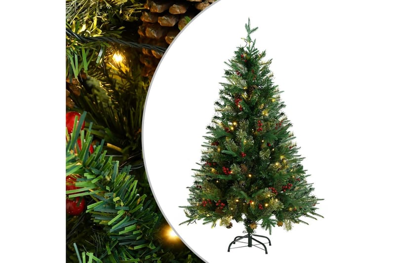 Plastgran med ljusslinga och kottar grön 120 cm PVC&PE - Inredning - Julpynt & helgdekoration - Julpynt & juldekoration - Plastgran