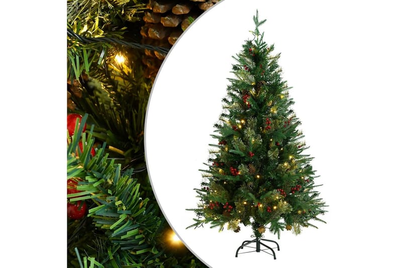 Plastgran med ljusslinga och kottar grön 150 cm PVC&PE - Inredning - Julpynt & helgdekoration - Julpynt & juldekoration - Plastgran