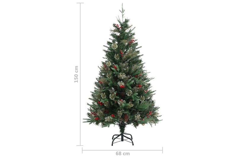 Plastgran med ljusslinga och kottar grön 150 cm PVC&PE - Inredning - Julpynt & helgdekoration - Julpynt & juldekoration - Plastgran