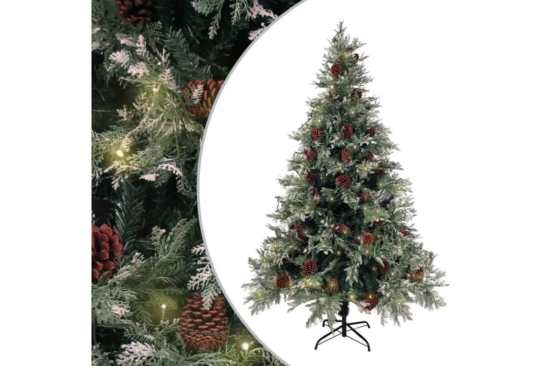 Plastgran med ljusslinga och kottar grön och vit 120 cm PVC& - Inredning - Julpynt & helgdekoration - Julpynt & juldekoration - Plastgran