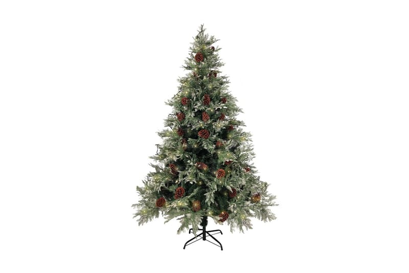 Plastgran med ljusslinga och kottar grön och vit 150 cm PVC& - Inredning - Julpynt & helgdekoration - Julpynt & juldekoration - Plastgran