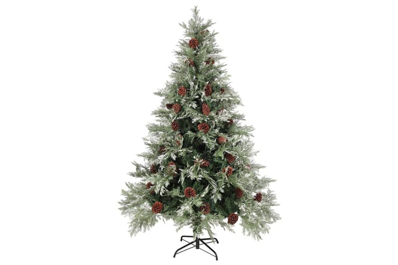 Plastgran med ljusslinga och kottar grön och vit 150 cm PVC& - Inredning - Julpynt & helgdekoration - Julpynt & juldekoration - Plastgran