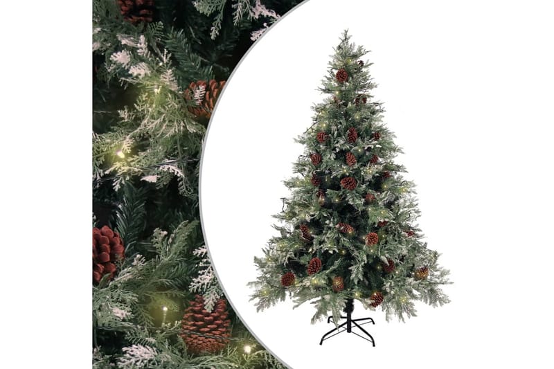 Plastgran med ljusslinga och kottar grön och vit 150 cm PVC& - Inredning - Julpynt & helgdekoration - Julpynt & juldekoration - Plastgran