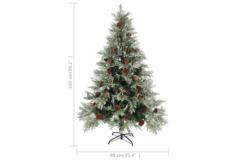 Plastgran med ljusslinga och kottar grön och vit 150 cm PVC& - Inredning - Julpynt & helgdekoration - Julpynt & juldekoration - Plastgran