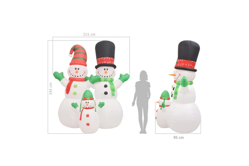 Uppblåsbar snögubbefamilj LED IP44 240 cm - Vit - Inredning - Julpynt & helgdekoration - Julpynt & juldekoration