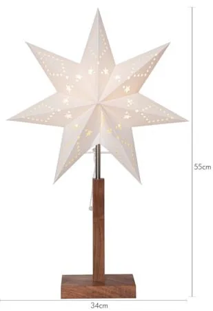 Karo Adventsstjärna på Fot 34 cm - Jullampa i papper & trä - Vit - Inredning - Julpynt & helgdekoration - Julpynt & juldekoration