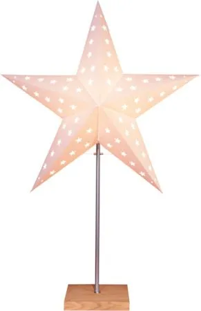 Leo Adventsstjärna på Fot med Skärm 43 cm i Plast med Träben, Vit