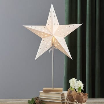 Leo Adventsstjärna på Fot med Skärm 43 cm i Plast med Träben - Vit - Inredning - Julpynt & helgdekoration - Julpynt & juldekoration