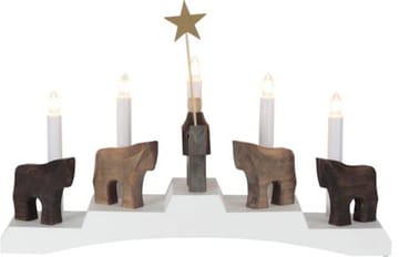 Ljusstake Staffans Fålar 45x29 cm Trä 5 ljus E10 - Vit / Brun - Inredning - Julpynt & helgdekoration - Julpynt & juldekoration