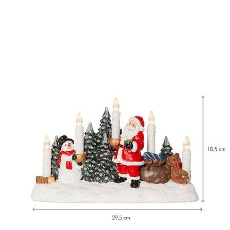 Merryville Tomte & Snögubbe 29.5 cm - Ljusstake i Plast - Snövit - Inredning - Julpynt & helgdekoration - Julpynt & juldekoration