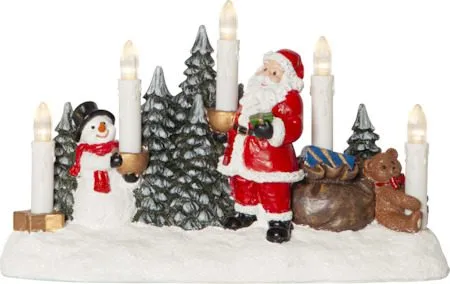Merryville Tomte & Snögubbe 29.5 cm - Ljusstake i Plast, Snövit