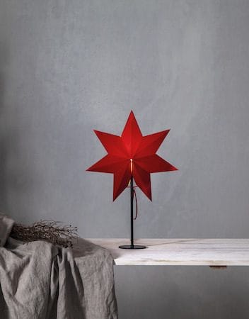 Mixa Adventsstjärna på Fot 50 cm - Jullampa i papper & metall - Röd med svart fot - Inredning - Julpynt & helgdekoration - Julpynt & juldekoration