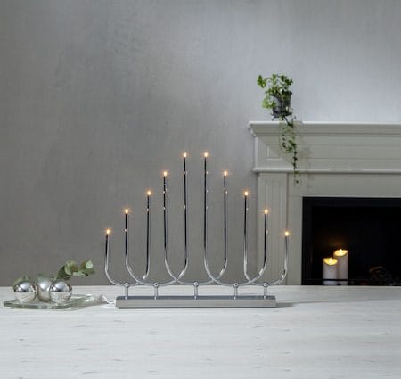 Novum Stor Adventsljusstake 46 cm - Elljusstake i Metall för Fönster - Kromsilver - Inredning - Julpynt & helgdekoration - Julpynt & juldekoration