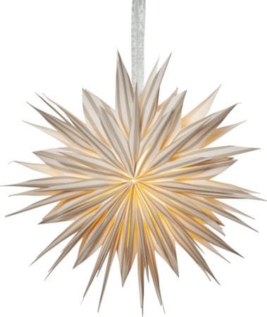 Print Pappersstjärna 60 cm - vit med beige ränder - Inredning - Julpynt & helgdekoration - Julpynt & juldekoration
