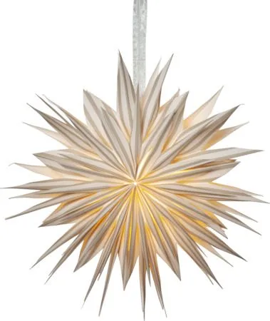 Print Pappersstjärna 60 cm, vit med beige ränder