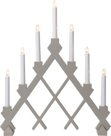Rut Adventsljusstake 43 cm - Elljusstake i Trä för Fönster, Ljusgrå