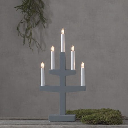 Trapp Adventsljusstake 24 cm - Elljusstake i Trä för Fönster - Ljusgrå - Inredning - Julpynt & helgdekoration - Julpynt & juldekoration