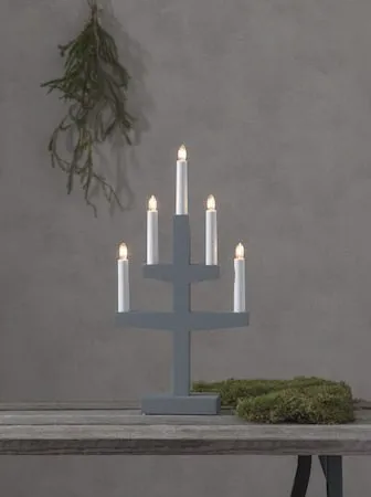 Trapp Adventsljusstake 24 cm - Elljusstake i Trä för Fönster - Ljusgrå - Inredning - Julpynt & helgdekoration - Julpynt & juldekoration