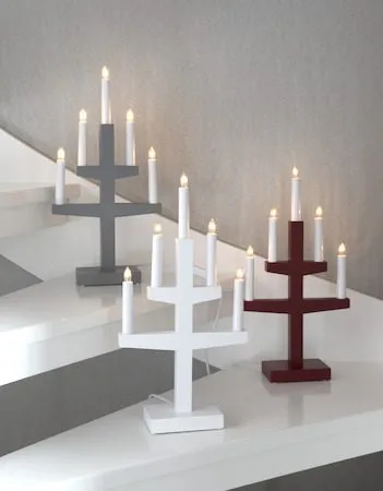 Trapp Adventsljusstake 24 cm - Elljusstake i Trä för Fönster - Ljusgrå - Inredning - Julpynt & helgdekoration - Julpynt & juldekoration