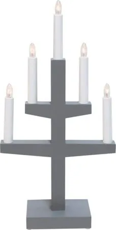Trapp Adventsljusstake 24 cm - Elljusstake i Trä för Fönster, Ljusgrå