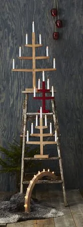Trapp Adventsljusstake 24 cm - Elljusstake i Trä för Fönster - Röd - Inredning - Julpynt & helgdekoration - Julpynt & juldekoration