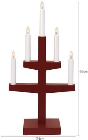 Trapp Adventsljusstake 24 cm - Elljusstake i Trä för Fönster - Röd - Inredning - Julpynt & helgdekoration - Julpynt & juldekoration
