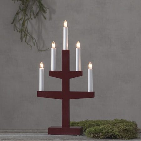 Trapp Adventsljusstake 24 cm - Elljusstake i Trä för Fönster - Röd - Inredning - Julpynt & helgdekoration - Julpynt & juldekoration