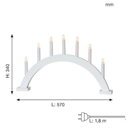 Trapp Stor Adventsljusstake Båge 57 cm - Elljusstake i Trä för Fönster - Vit - Inredning - Julpynt & helgdekoration - Julpynt & juldekoration