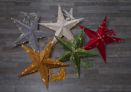 Velvet Adventsstjärna Batteri LED 60 cm - Jullampa papper sammet - Grå - Inredning - Julpynt & helgdekoration - Julpynt & juldekoration