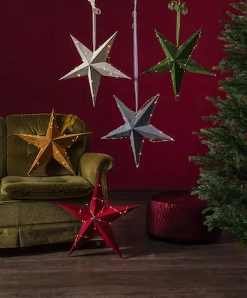 Velvet Adventsstjärna Batteri LED 60 cm - Jullampa papper sammet - Grå - Inredning - Julpynt & helgdekoration - Julpynt & juldekoration