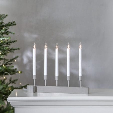 Vind Adventsljusstake 40 cm - Elljusstake i Trä för Fönster - Ljusgrå - Inredning - Julpynt & helgdekoration - Julpynt & juldekoration