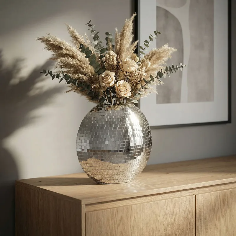Herva Bordsvas i metall med mosaik - Silver - Inredning - Dekoration & inredningsdetaljer
