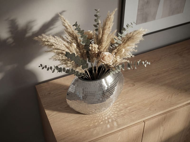 Herva Bordsvas i metall med mosaik - Silver - Inredning - Dekoration & inredningsdetaljer