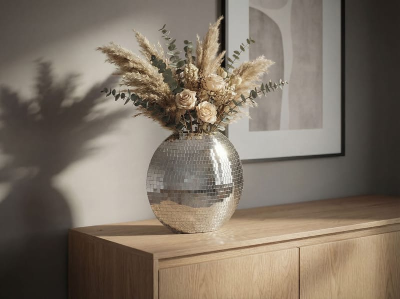 Herva Bordsvas i metall med mosaik - Silver - Inredning - Dekoration & inredningsdetaljer
