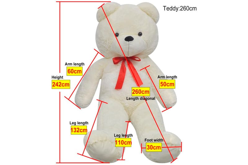 Nallebjörn vit plysch 242 cm - Beige - Inredning - Inredning barnrum & leksaker - Leksaker