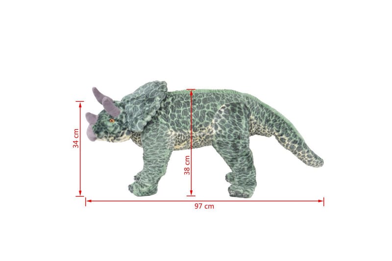Stående leksaksdinosaurie triceratops plysch grön XXL - Grön - Inredning - Inredning barnrum & leksaker - Leksaker