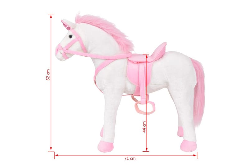 Stående leksaksenhörning plysch vit och rosa XXL - Vit - Inredning - Inredning barnrum & leksaker - Leksaker