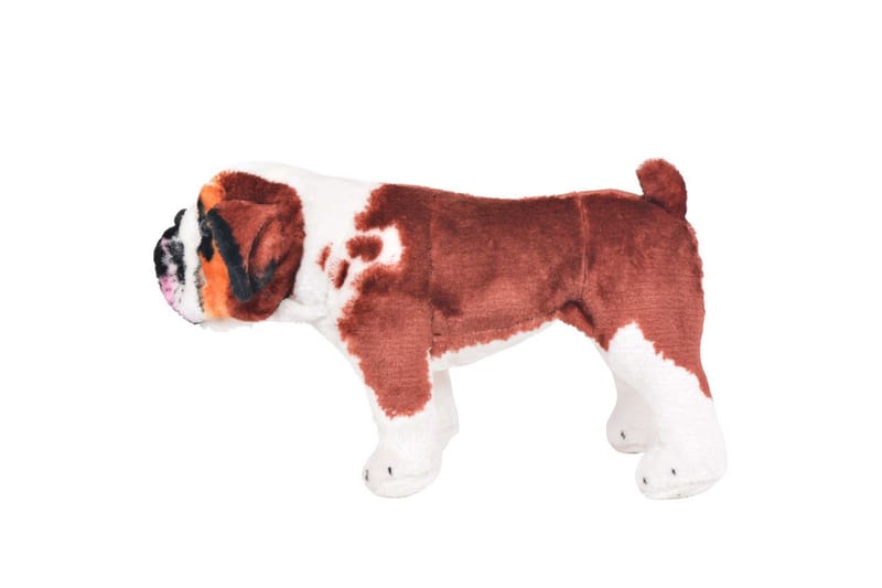 Stående leksakshund bulldog plysch vit och brun XXL - Vit - Inredning - Inredning barnrum & leksaker - Leksaker