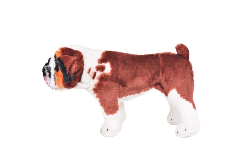 Stående leksakshund bulldog plysch vit och brun XXL - Vit - Mjukleksaker & gosedjur