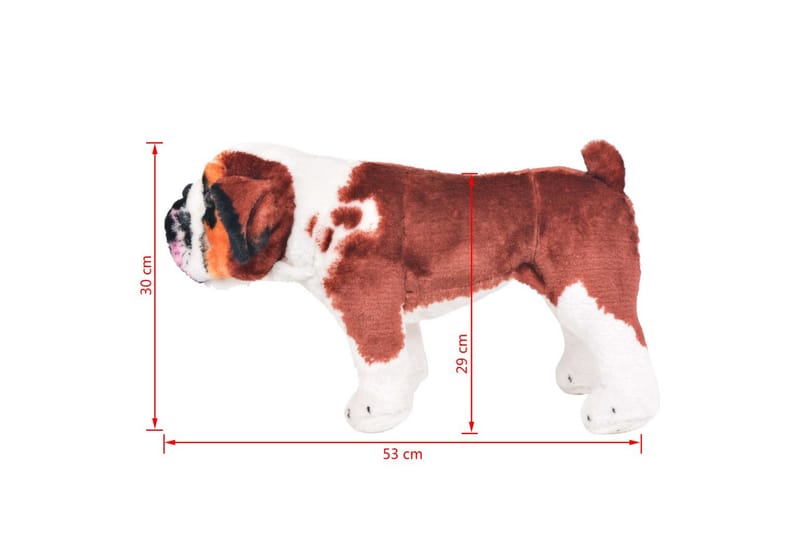 Stående leksakshund bulldog plysch vit och brun XXL - Vit - Inredning - Inredning barnrum & leksaker - Leksaker