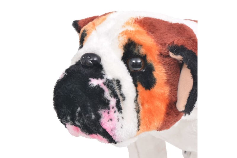 Stående leksakshund bulldog plysch vit och brun XXL - Vit - Inredning - Inredning barnrum & leksaker - Leksaker